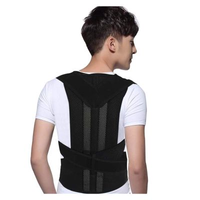 DSMYYXGS Back Support Brace Correct By Steel Shims Posture Correct Corrector Full Back Support Shoulder Belt Vest Brace Band (Color : Black, Size : Medium)