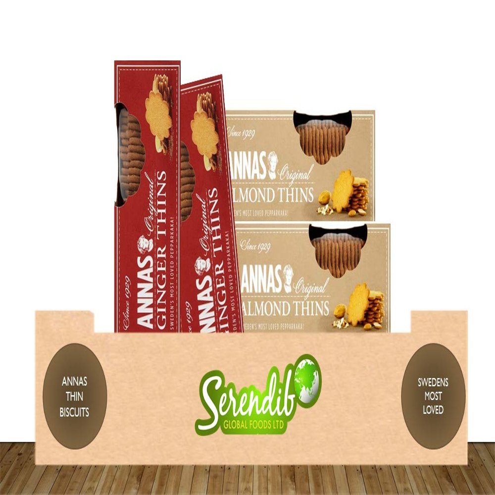 Annas Swedish Original Ginger & Almond Thins Pack of 4 150g Each | Sweden's Most Loved Pepperakka | Traditional Cookies | Since 1929