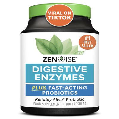 Zenwise Health Digestive Enzymes + Probiotics for Gut Health and Prebiotics Fibre Supplements for Digestion - 100 Count