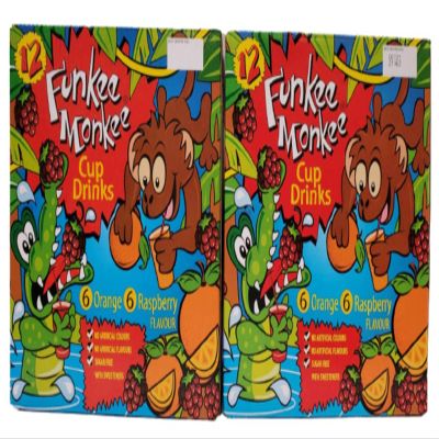 Funkee Monkee Cup Drinks Orange & Raspberry Flavour 12 x 200ml Pack Of 2 Boxed