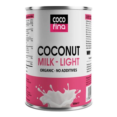 Cocofina Organic Coconut Milk Low Fat Gluten Free Unsweetened Dairy Free BPA Free Can No Xanthan Gum or Additives Just 46% Coconut & Water Keto Diet Friendly 400ml  (Pack of 6)