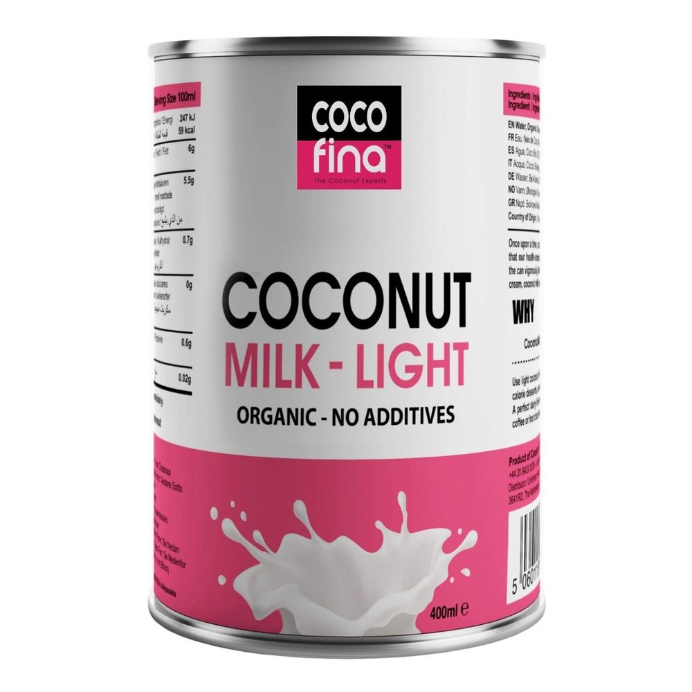 Cocofina Organic Coconut Milk Low Fat Gluten Free Unsweetened Dairy Free BPA Free Can No Xanthan Gum or Additives Just 46% Coconut & Water Keto Diet Friendly 400ml  (Pack of 6)