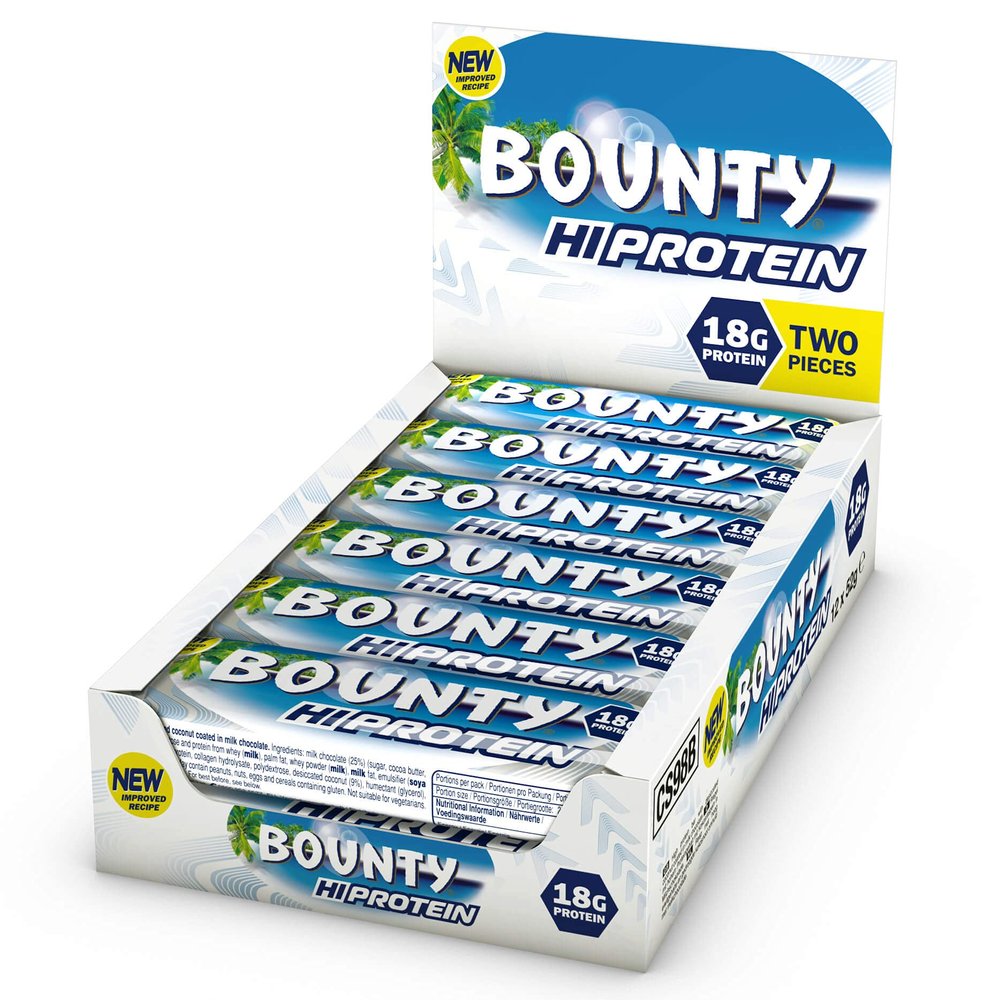 Bounty - Hi Protein Bars | 12 x 52g Pack, High Protein Energy Snack with Milk Chocolate and Coconut, 18g of Protein per bar