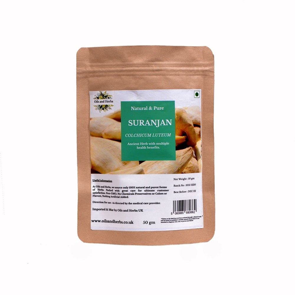 100% Organic Dried suranjan 250GM by Oils and Herbs UK