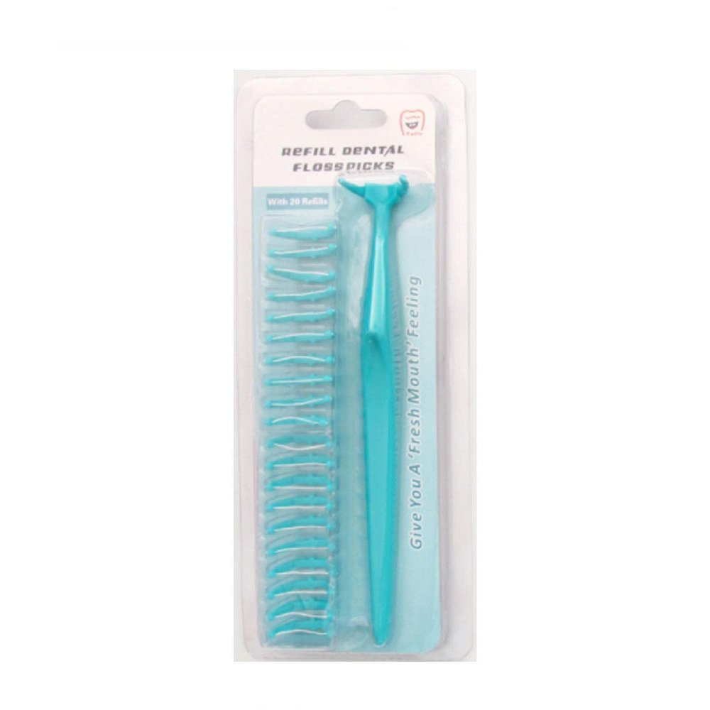 Dental Flosser Handle + Extra Floss Heads, Dental Toothpick Teeth Cleaning Green