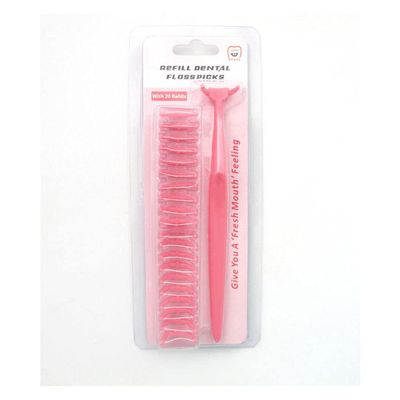 Dental Flosser Handle + Extra Floss Heads, Dental Toothpick Teeth Cleaning Red
