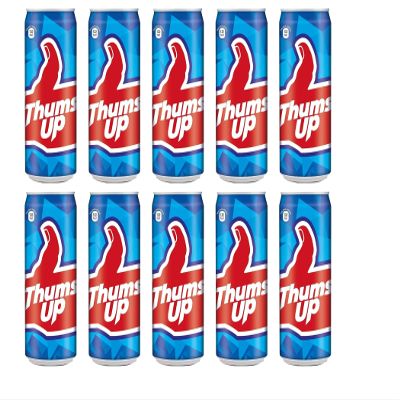 Thums Up Can 300ml (Pack of 10) Soft Drink Cold Drink Can Refreshing and Strong Taste Thums Up Thunder - Refreshing Single-Serve Soda Strong Fizzy Carbonated Beverage