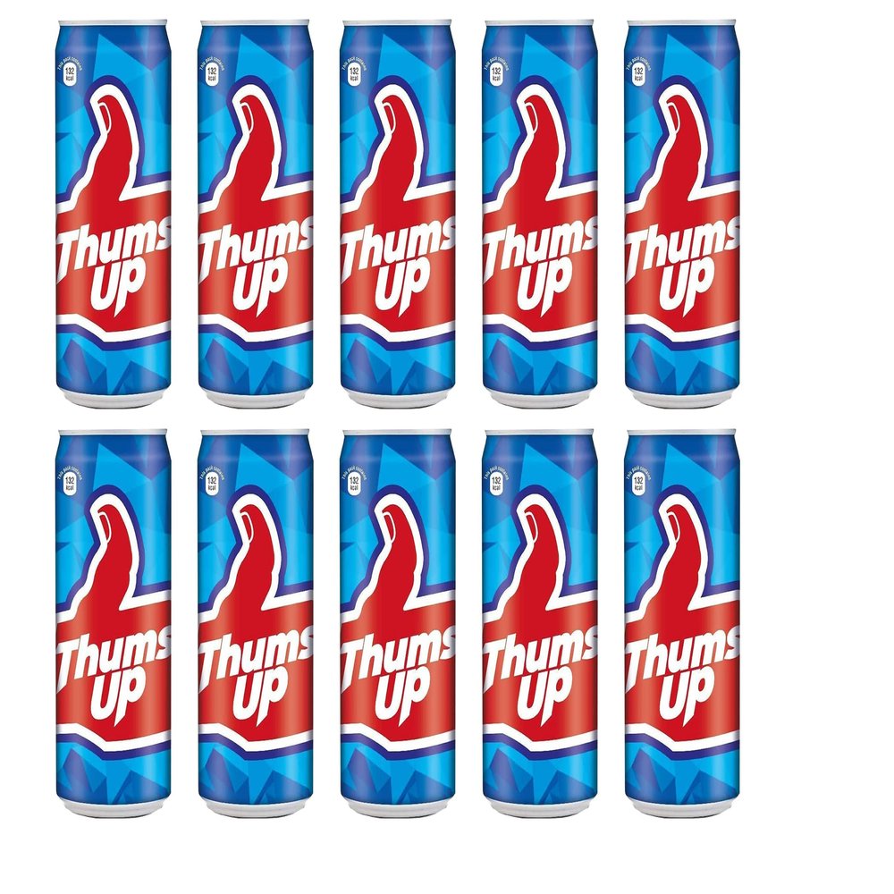 Thums Up Can 300ml (Pack of 10) Soft Drink Cold Drink Can Refreshing and Strong Taste Thums Up Thunder - Refreshing Single-Serve Soda Strong Fizzy Carbonated Beverage