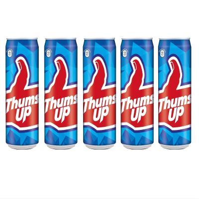 Thums Up Can 300ml (Pack of 5)  Soft Drink  Cold Drink Can  Refreshing  Strong Taste  Thums Up Thunder  Beverages