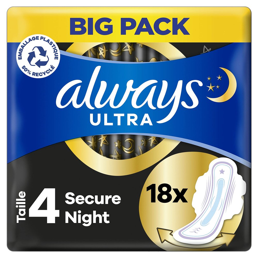 Always - 18x Ultra Sanitary Pad Secure Night with Wings - 1 Piece