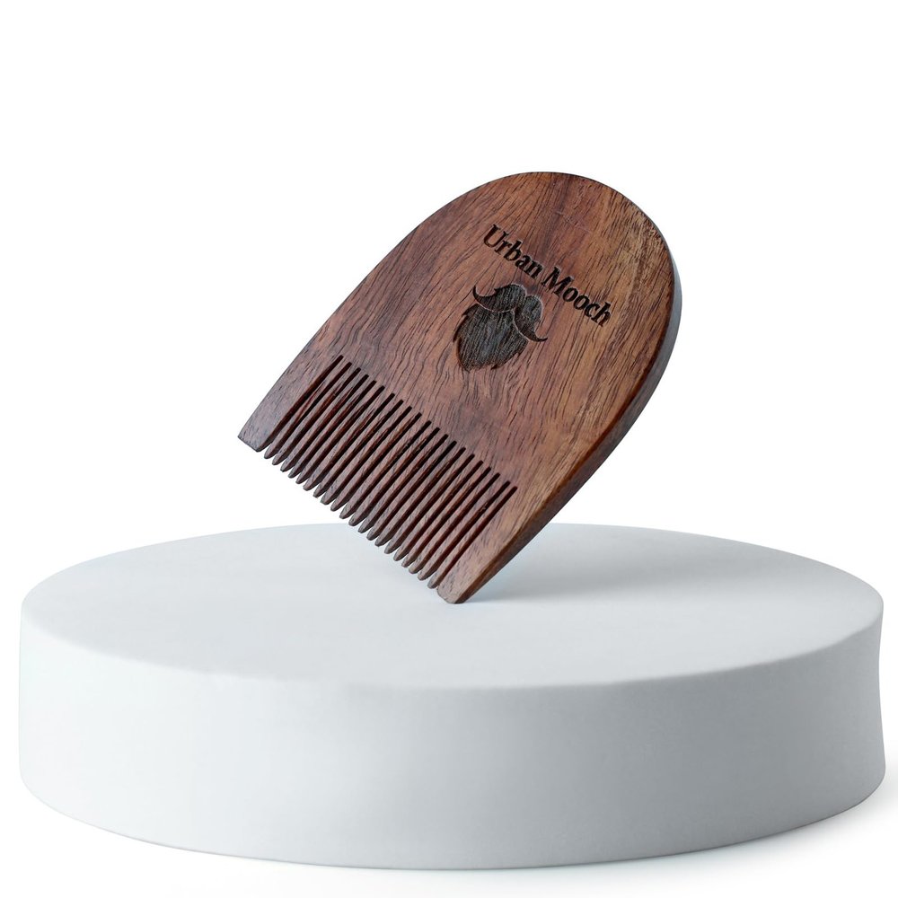 UrbanMooch Handcrafted Sheesham Wood Beard Comb - Compact & Light Weight For Healthy & Stylish Beard