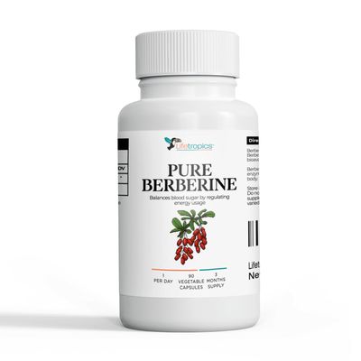 Lifetropics Pure Berberine | 500mg Berberine Phytosome with 5X Absorption | Vegan Capsules | No Fillers or Additives | Metabolic Health & Blood Sugar Support | 90 Vegetable Capsules 3 Month Supply