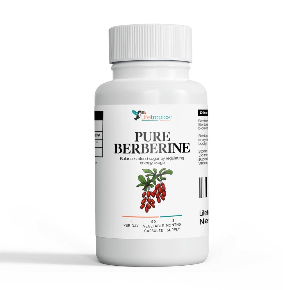 Lifetropics Pure Berberine | 500mg Berberine Phytosome with 5X Absorption | Vegan Capsules | No Fillers or Additives | Metabolic Health & Blood Sugar Support | 90 Vegetable Capsules 3 Month Supply