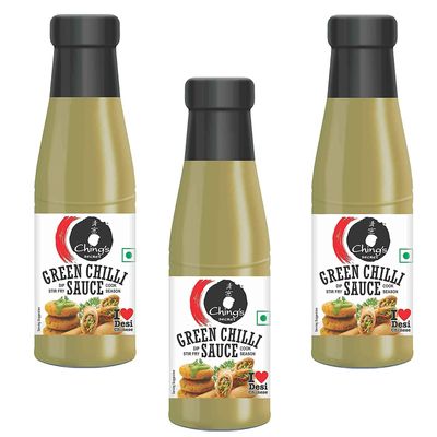 Chings Green Chilli Sauce 190g (Pack of 3)  Spicy Flavour  Made from The Choicest Ingredients