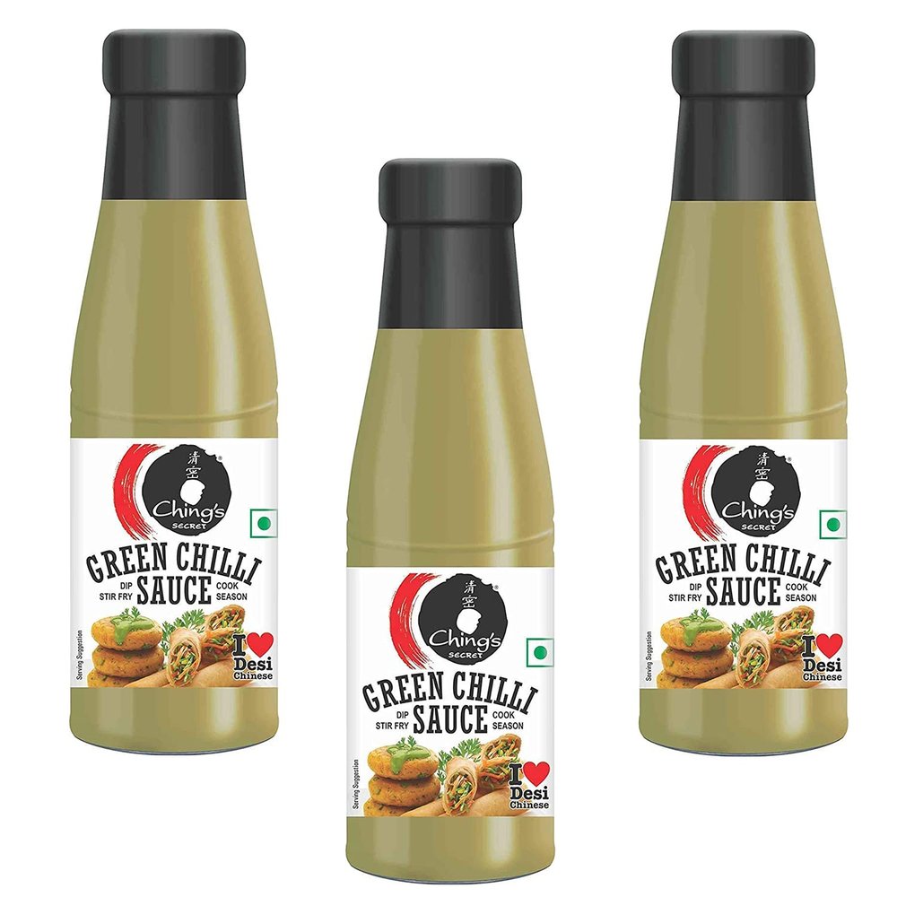 Chings Green Chilli Sauce 190g (Pack of 3)  Spicy Flavour  Made from The Choicest Ingredients