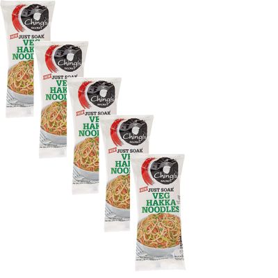 Chings Veg Hakka Noodles 140g (Pack of 5)  Non Sticky Chinese Veg Noodles  Made with Durum Wheat - Easy To Cook