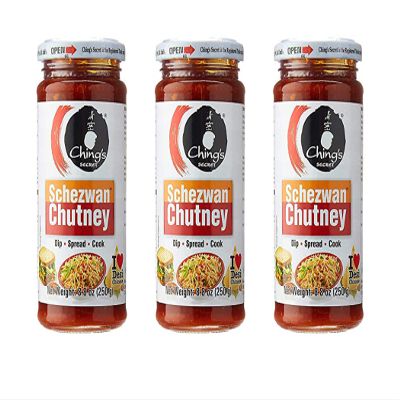 Chings Schezwan Chutney 250g (Pack of 3)  Spreading Chutney  Spicy Dip with Starters  Makes Your Food Tantalizing and Delicious