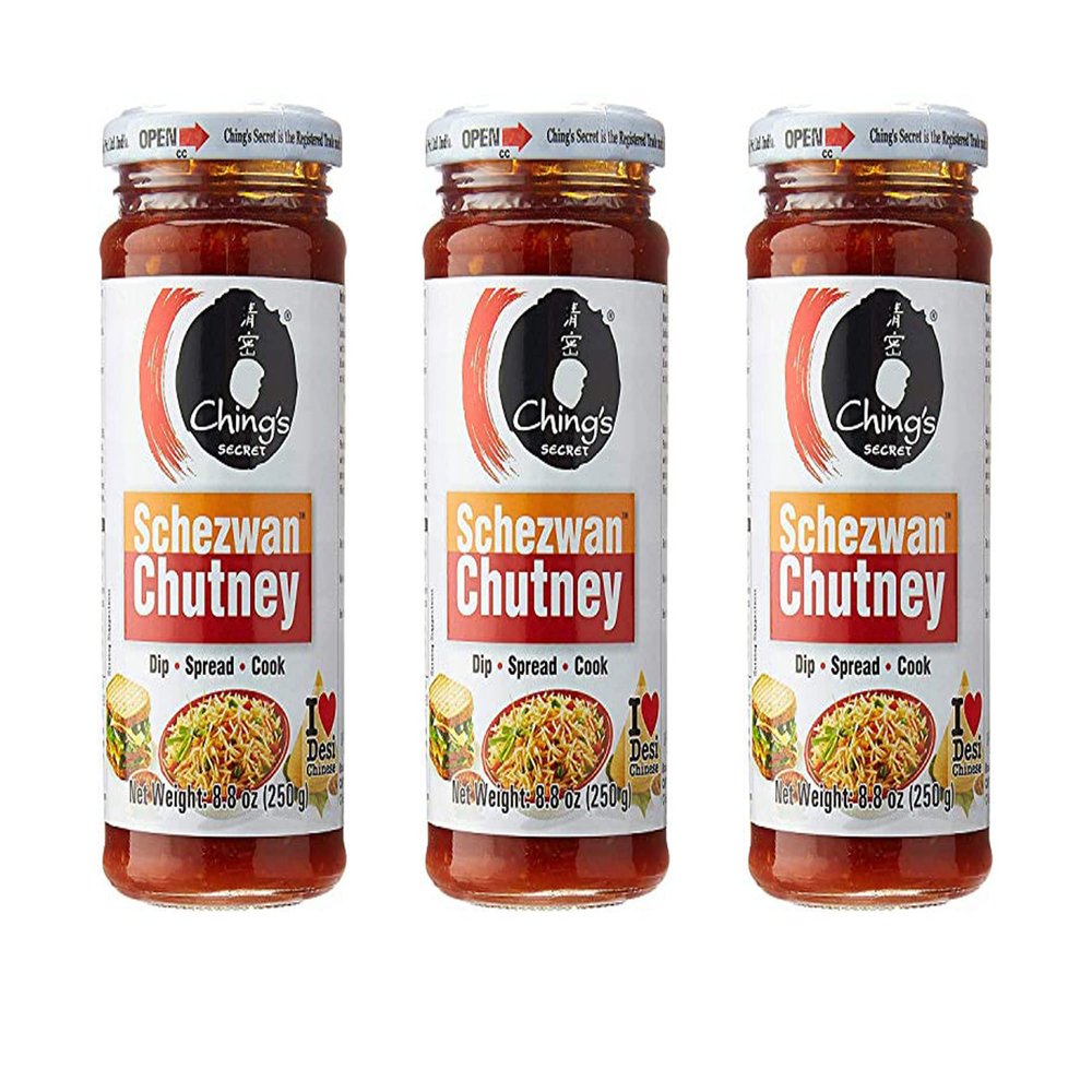 Chings Schezwan Chutney 250g (Pack of 3)  Spreading Chutney  Spicy Dip with Starters  Makes Your Food Tantalizing and Delicious