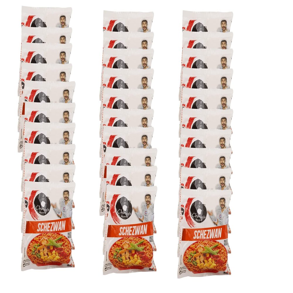 Chings Schezwan Noodles 60g (Pack of 30)  Original Hakka Noodles  Schezwan  Easy to Cook - Non Sticky - Stir Fried Noddles with Seasoning