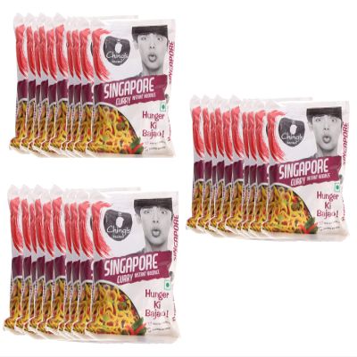 Chings Singapore Curry Noodles 60g (Pack of 30) Original Hakka Noodles Singapore Curry Stir Fried Noddles with Seasoning