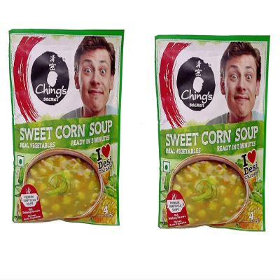 Chings Soup Sweetcorn 55g Instant Sweetcorn Veg Soup No Added Preservatives Made with Finest Qualtiy Ingredients (Pack of 2)