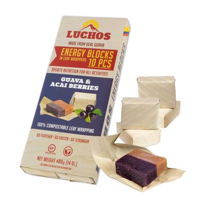 LUCHOS Energy Blocks - Guava & Acai Berry, 400 g | Colombian On-the-Go Sports Nutrition for Running, Cycling & Hiking | A Natural Alternative to Bars & Gels | Vegan, Gluten Free & Easy to Digest
