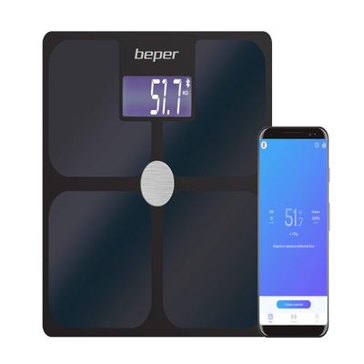 BEPER P303BIP050 Impedance Personal Scale with APP ScaleUp, Bluetooth for iOS- Android, 21 Body Values, Unlimited Users, Statistics/Historical Data,180 kg