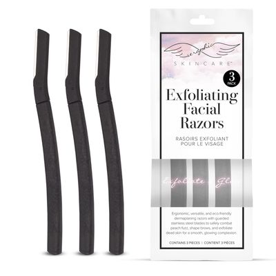 Seraphic Skincare Exfoliating Facial Razors Blades (3pc) For Eyebrows, Peach Fuzz & Exfoliation Dermaplane Face Razor for Women Face Wheat Straw Handle & Swedish Stainless Steel Blades