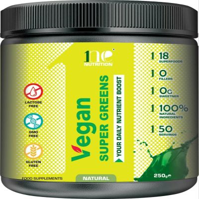 1ne Nutrition Super Greens Powder 250g  Ultimate Immune Support | Green Powder Superfood for Immunity, Energy and Detox | Vegan, 100% Natural| No GMO, No Gluten, No Fillers | 50 Servings