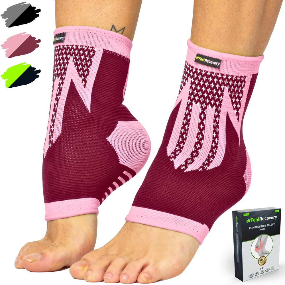 2 Pack Ankle Brace Support for Men & Women - Ankle Compression Sleeve for Running, Football, Sports, Workout - Ankle Brace for Sprains, Plantar Fasciitis, Achilles Tendonitis - Breathable & Non-Slip
