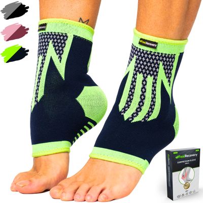 2 Pack Ankle Brace Support for Men & Women - Ankle Compression Sleeve for Running, Football, Sports, Workout - Ankle Brace for Sprains, Plantar Fasciitis, Achilles Tendonitis - Breathable & Non-Slip