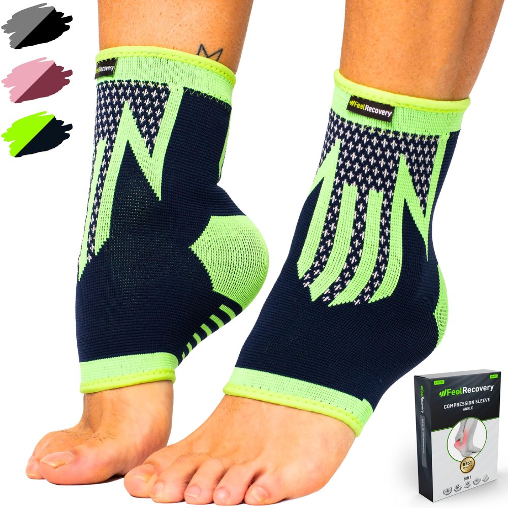 2 Pack Ankle Brace Support for Men & Women - Ankle Compression Sleeve for Running, Football, Sports, Workout - Ankle Brace for Sprains, Plantar Fasciitis, Achilles Tendonitis - Breathable & Non-Slip