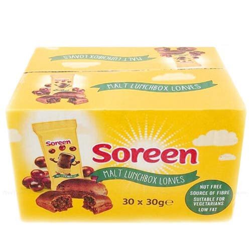Soreen Malt Lunchbox Loaves Sweet Butter Chewy School Cake, (Pack of 30 x 30 g)
