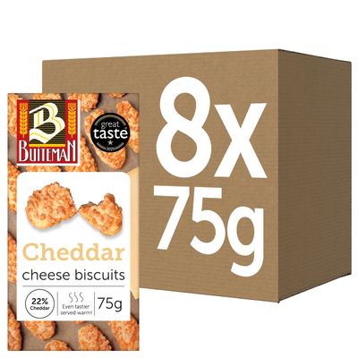 Buiteman Cheddar Cheese Biscuits Pack of 8 75g Luxury Dutch Savoury Snacks Gourmet Baked Crackers with Mature Cheddar Perfect for Cheese Boards, Entertaining & Wine Pairing