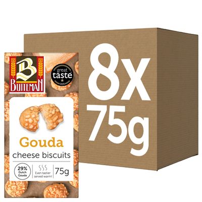 Buiteman Gouda Cheese Crumble Biscuits Pack of 8 75g Luxury Dutch Savoury Snacks Gourmet Baked Crackers with Aged Gouda Perfect for Cheese Boards, Entertaining & Wine Pairing