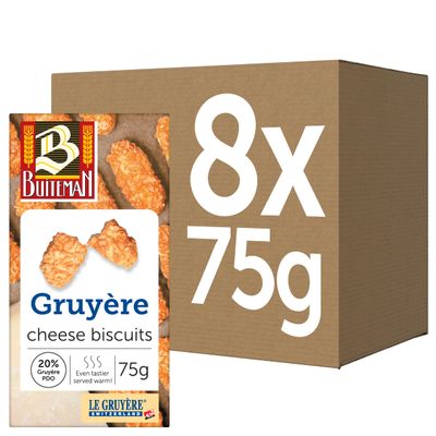 Buiteman Swiss Gruyre Cheese Biscuit Bites Pack of 8 x 75g Luxury Dutch Savoury Snacks Gourmet Baked Crackers with Authentic Gruyre A.O.P Perfect for Cheese Boards, Entertaining & Wine Pairing