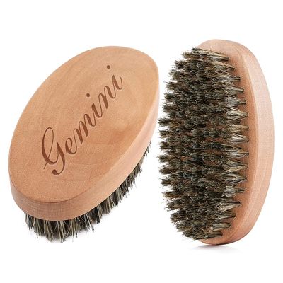 ANQIYI Beard Brush for Men, Personalised Pure Boar Bristles Pocket Beard Brush, Handle Made in Solid Wood with Firm Bristles to Tame and Soften Your Beard Hair for Healthier and Softer Beard