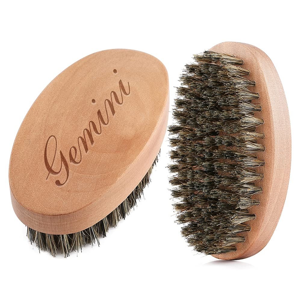 ANQIYI Beard Brush for Men, Personalised Pure Boar Bristles Pocket Beard Brush, Handle Made in Solid Wood with Firm Bristles to Tame and Soften Your Beard Hair for Healthier and Softer Beard