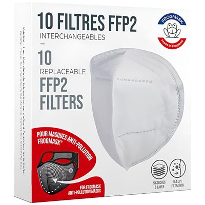 Pack of 10 FFP2 Filters for Anti-Pollution, Anti-Pollen Cycling Masks - Frogmask - High Efficiency Respiratory Protection - Suitable for Sports & Urban Mobility