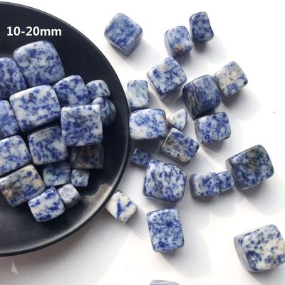 100g Natural Cube Blue Aquamarine Stone Rocks Cube Crystal Stones Specimen Lucky Natural Stones and Minerals Cube Crystal Stones-Blue Dot Stone