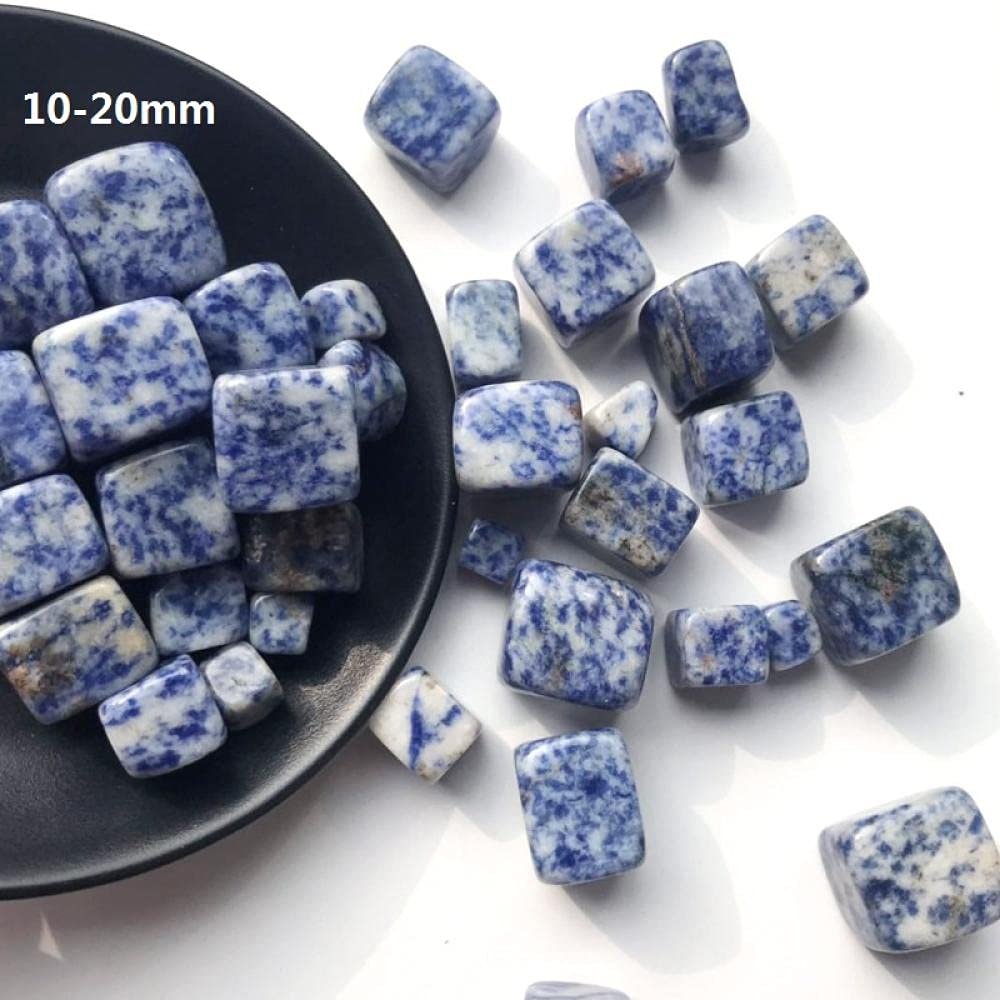 100g Natural Cube Blue Aquamarine Stone Rocks Cube Crystal Stones Specimen Lucky Natural Stones and Minerals Cube Crystal Stones-Blue Dot Stone