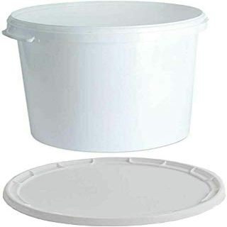 M1SS 25 Litre hardwearing white Plastic Bucket with Resealable Tamper Evident white Lid ideal For storage of water, food, animals food and mixing soil, cement, paint, plaster, or other materials