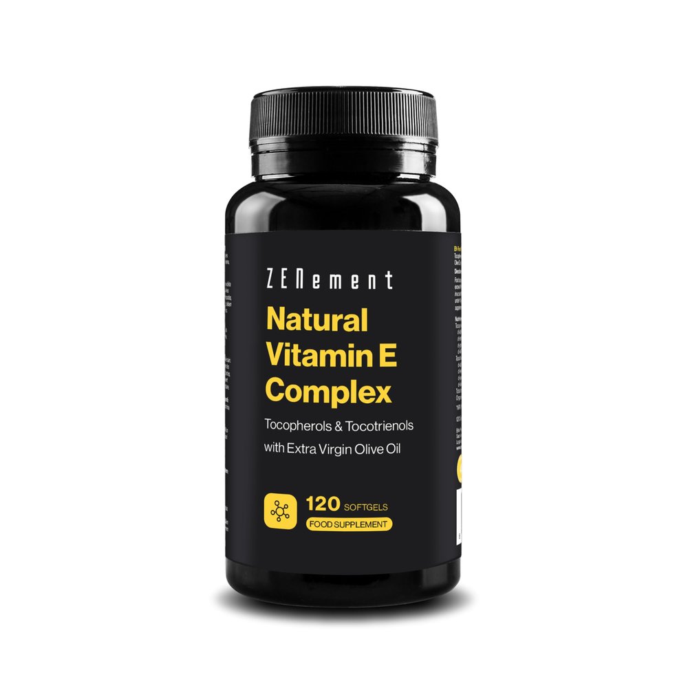 Natural Vitamin E Complex, Tocopherols & Tocotrienols, 120 Softgels | with Extra Virgin Olive Oil | Antioxidant | 100% Natural Ingredients, Soy Free | Zenement