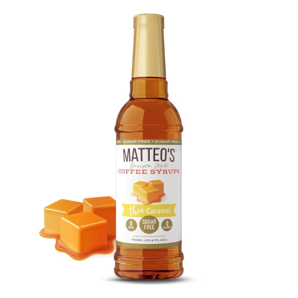 Matteo's Barista Style Sugar Free Coffee Syrup - Caramel - Zero Calories, Keto Friendly Coffee Syrups & Flavors - Delicious Flavored Coffee Syrup - Syrups For Coffee Drinks at Home or Work - 25.4 Oz