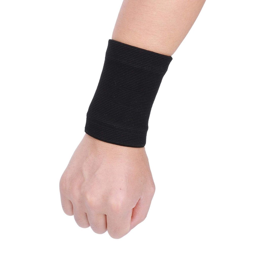 1 Pair Exercise Wrist Brace, Polyester Fiber Black Sports Outdoor Super Elastic Knitting Flexible Cuff Pain Relief Wrist Guard Brace Support