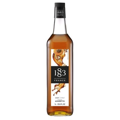 1883 Maison Routin Premium Amaretto Flavoured Syrup for Cocktails, Mocktails, Coffee, Desserts Glass 1L