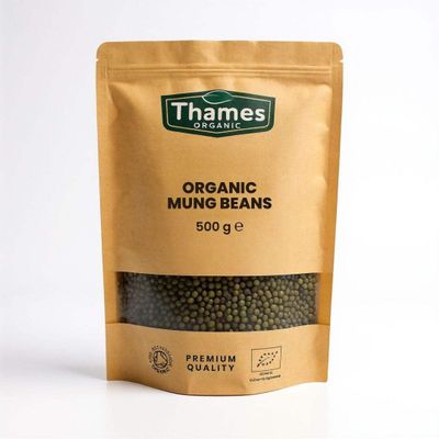 Organic Mung Beans 500g - High Fibre, High Protein, Raw, Vegan, Certified Organic, GMO-Free - No Additives or Preservatives - Nutritious, Versatile, and Sustainable - Thames Organic