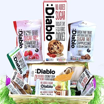 Diablo Diabetic 0 Sugar Hamper Box Sweets Cake Cookies Bar Bars Present Set Snack Sweet Basket