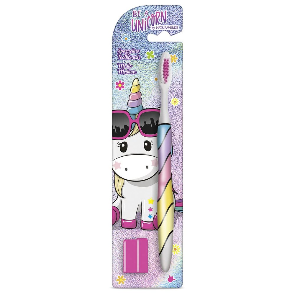 Naturaverde Kids Be a Unicorn Unicorn Toothbrush with Medium Bristles for Children