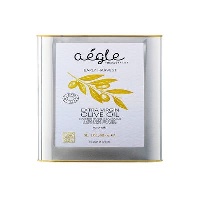 Aegle 3 l Early Harvest Extra Virgin Olive Oil, High in Polyphenols Cold Pressed Greek EVOO, 100% handpicked green Koroneiki, Premium Quality, Single Source, Messinia Greece, 3 Litre Tin